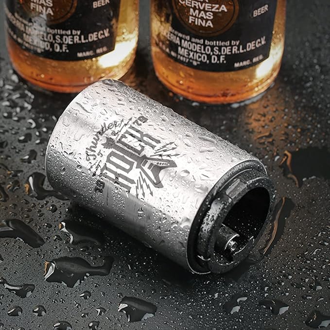 2PCS Automatic Beer Bottle Opener with Magnetic Cap Catcher, Stainless Steel One Handed Lid Opening Spring Loaded Push&Pop for Kitchen Home Bar Restaurant Household Utensils Beer Accessories Gift