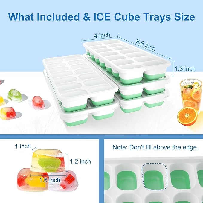 Ice Cube Tray, Ice Cube Trays for Freezer 5 Pack with Lids, Ice Tray Easy-Release, Ice Trays for Freezer Stackable, Silicone Ice Cube Tray for Drinks, Coffee - BPA-Free and Odor-Free - Image 7