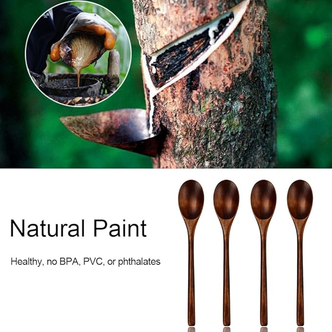 AOOSY Spoons, Wooden Spoons for Eating, 6 Pieces Japanese Natural Soup Spoons Wooden Spoon for Cooking Mixing Stirring Honey Tea Soda Dessert Coconut Bowl Nonstick Pots Kitchen - Image 6