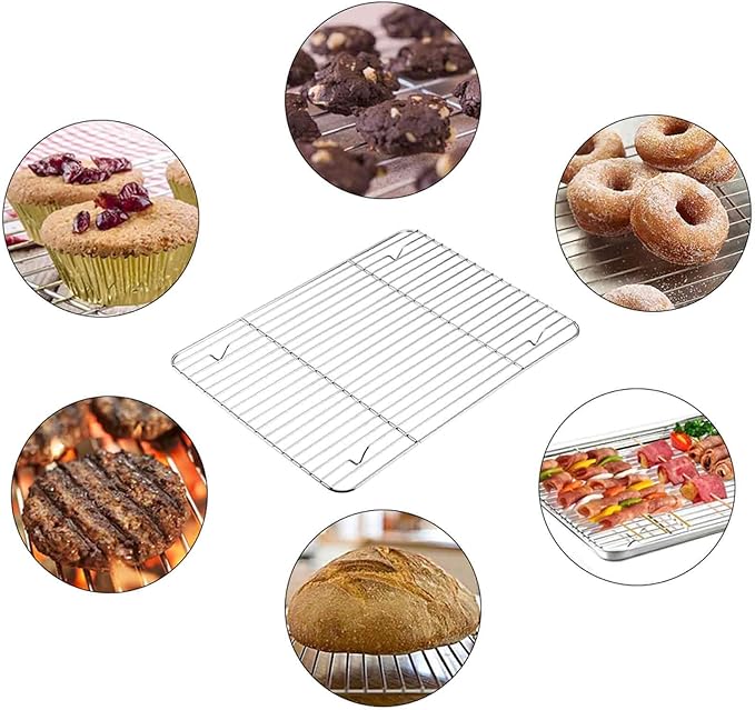 TeamFar Cooling Rack, Baking Roasting Rack Stainless Steel for Baking Sheet Oven Pan, Healthy & Rust Free, Mirror Finish & Dishwasher Safe - Set of 2(15 inch & 11 inch) - Image 6