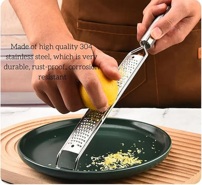 13.5 inch Lemon Zester, 304 Stainless Steel Cheese Grater, Kitchen Tool Metal Zester for Vegetable Fruits, Ginger, Garlic, Nutmeg, Chocolate, Citrus, Lime Zesters & Grater. - Image 2