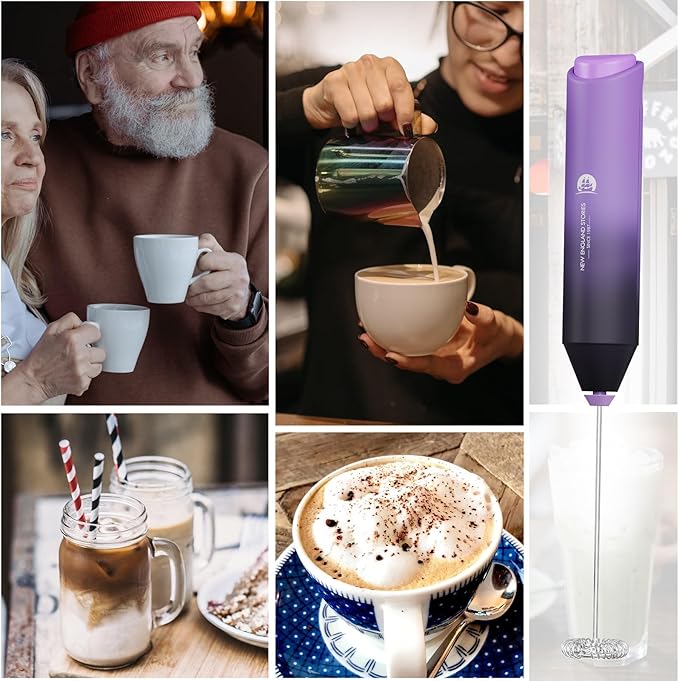 Powerful Milk Frother Handheld Foam Maker, Mini Whisk Drink Mixer for Coffee, Cappuccino, Latte, Matcha, Hot Chocolate, No Stand, Galaxy - Image 5