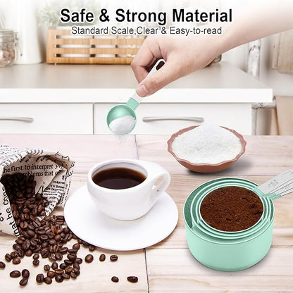 Measuring Cups and Spoons Set, 10 Pieces Nesting Measure Cups and Spoons, Kitchen Essentials Gadgets with Stainless Steel Handle for Dry & Liquid Ingredient (Lake Green 10 Pcs) - Image 3