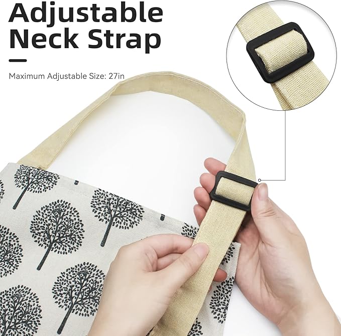 NLUS 2 Pack Waterproof Cooking Aprons, Adjustable Bib Soft Chef Apron with 2 Pockets for Men Women (Gray Stripe/Gray Trees) - Image 6