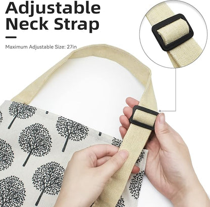 NLUS 2 Pack Waterproof Cooking Aprons, Adjustable Bib Soft Chef Apron with 2 Pockets for Men Women (Gray Stripe/Gray Trees) - Image 6