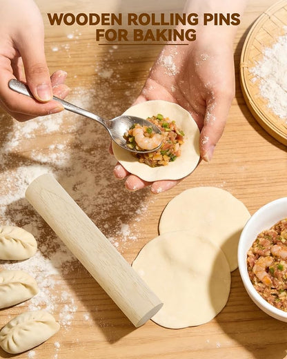 6 Inch Small Wooden Rolling Pin, 4 PCS Dumpling Dough Roller Wooden Mini Rolling Pins, Wooden Rolling Pin Set for Fondant, Pasta, Bread, Pastry, Cookies, Pizza, Pie Kitchen Utensil Tool - Image 6