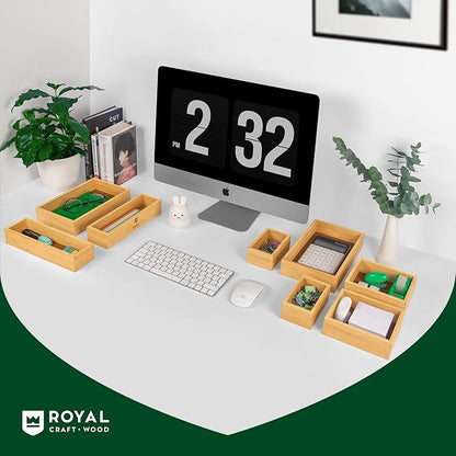 ROYAL CRAFT WOOD Bamboo Jewelry Organizer Box & Chests Set - Versatile Storage Solution for Makeup, Jewelry, and Bathroom Essentials (8 Boxes) - Image 5