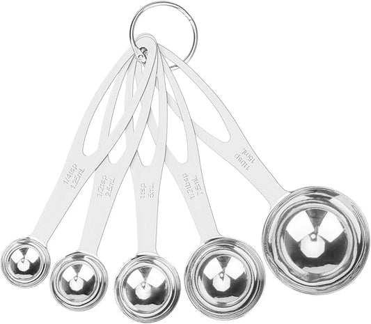 5pcs Measuring Spoon Set, Heavy Duty Stainless Steel Measuring Cups for Cooking Baking, Tablespoon Teaspoon for Dry or Liquid Ingredients, Fits in Spice Jar, 1/4 1/2 1 tsp, 1/2 1 tbsp by Aovchei