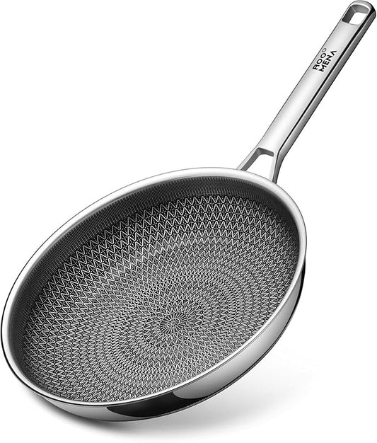 Non Stick Frying Pans Hybrid Ceramic, 12 Inch Tri-Ply Stainless Steel Skillet, Non-Toxic, PFAS/PFOA/PTFE Free, Metal Utensil Safe, Dishwasher & Oven Safe, Induction Compatible,Upgraded Version
