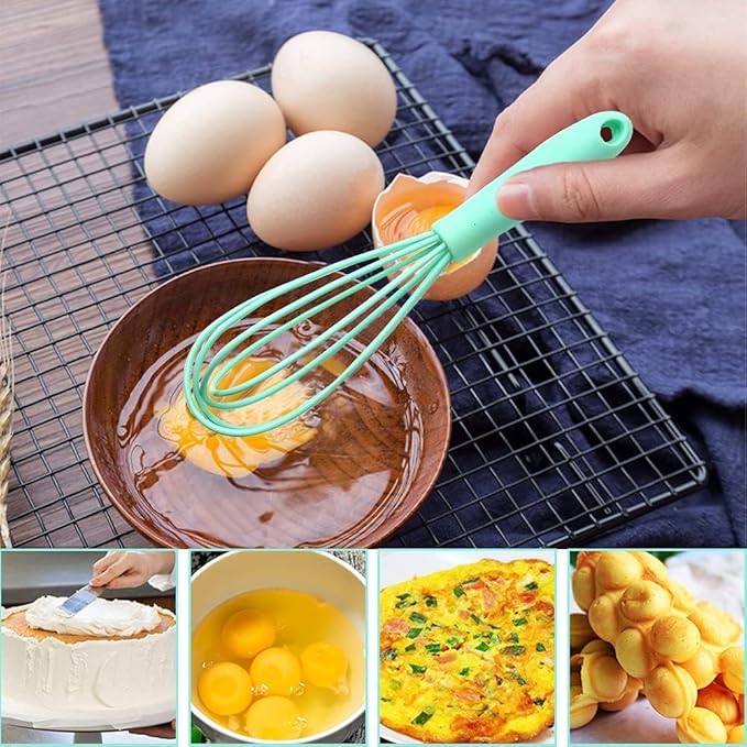 5 Pcs Silicone Mini Whisk - Stainless Steel Dough Whisk, Non Stick Hand Tiny Balloon Wire Whisk, Milk Egg Frother for Blending, Whisking, Beating, Stirring, Baking - Image 2