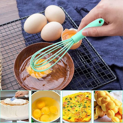 5 Pcs Silicone Mini Whisk - Stainless Steel Dough Whisk, Non Stick Hand Tiny Balloon Wire Whisk, Milk Egg Frother for Blending, Whisking, Beating, Stirring, Baking - Image 2