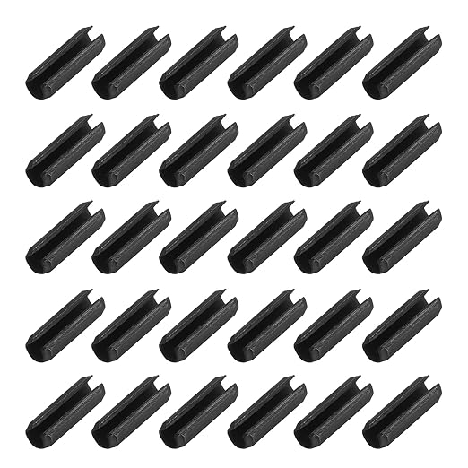 MECCANIXITY 120Pcs Slotted Split Roll Pins 1/10 Inch(2.5mm) Dia. 3/10 Inch(8mm) Length Steel Spring Tension Expansion Dowels for Secure Fastening, Black