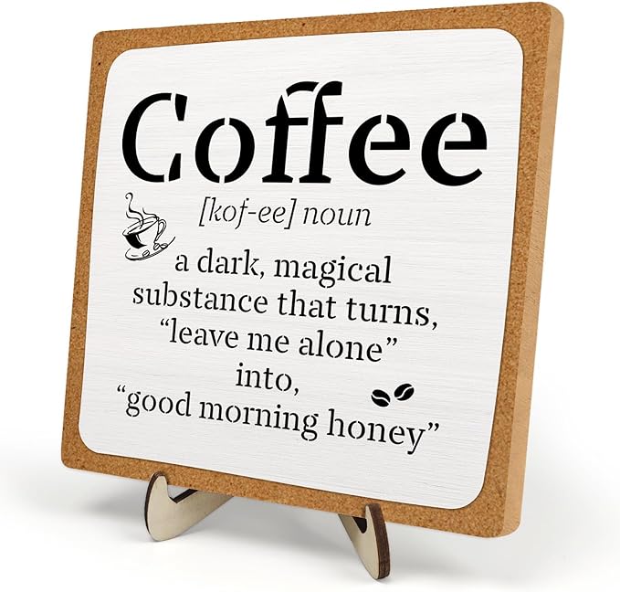 Funny Coffee Bar Decor – Rustic Wooden Sign for Coffee Station or Shelf, CoffeeShop Plaque, Funny Java Bar Decor for Home Cafe or Kitchen Counter 5.9x5.9inch by DMADNF