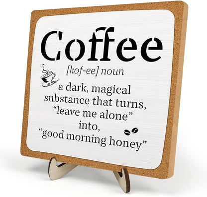 Funny Coffee Bar Decor – Rustic Wooden Sign for Coffee Station or Shelf, CoffeeShop Plaque, Funny Java Bar Decor for Home Cafe or Kitchen Counter 5.9x5.9inch by DMADNF