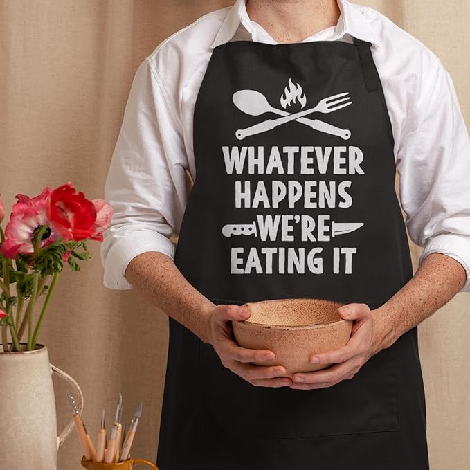 SANDJEST Funny Mens Aprons with Pockets for BBQ Grilling Cooking Grandpa Husband Apron for Birthday Christmas Father's Day