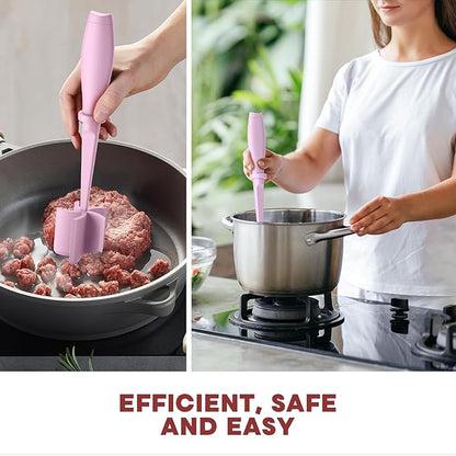 2 Pcs Meat Chopper, Hamburger Grinder, Premium Heat Resistant Smasher for Ground Beef, Burger Grinder Nylon Potato Mix Tool-Pink - Image 6