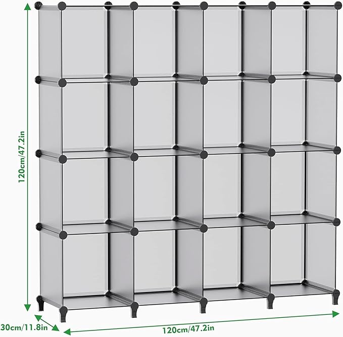 HOMIDEC Closet Organizers and Storage, 16 Cube Storage Organizer, Portable Closet Organizer Cubes Shelves for Clothes, Bedroom, Wardrobe, Kids Room, Bathroom, Grey - Image 3