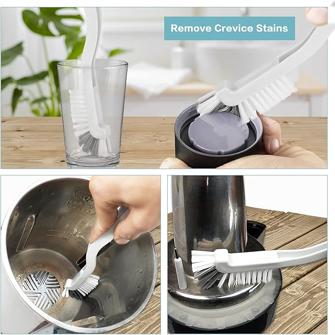 8 Pcs Dish Brush Bottle Bathroom Scrub Brushes Kitchen Cleaning Brush Right Angle Kitchen Brush Sink Household Pot Pan Edge Corners Tile Lines Brush with Stiff Bristles - Image 4