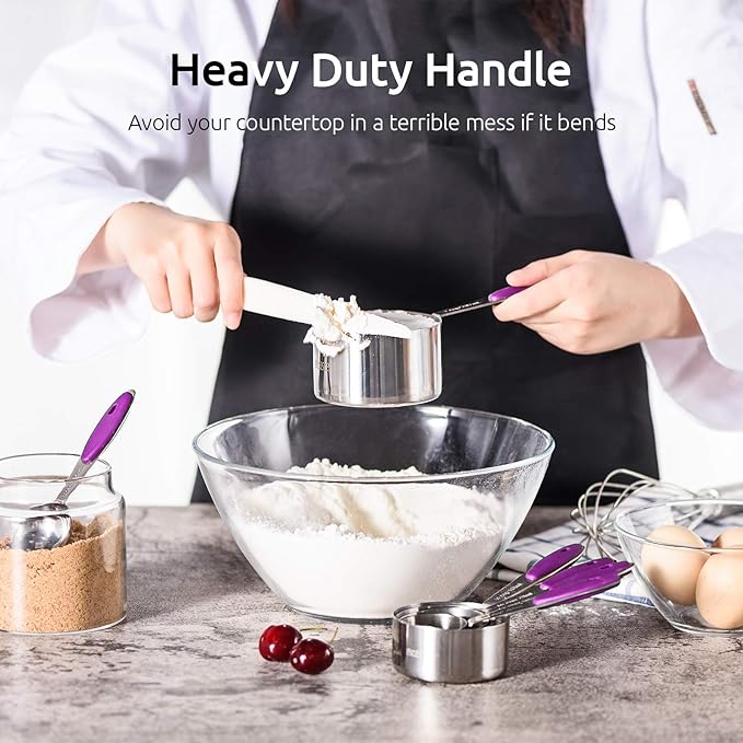 U-Taste 10 Piece Measuring Cups and Spoons Set in 18/8 Stainless Steel (Purple) - Image 5