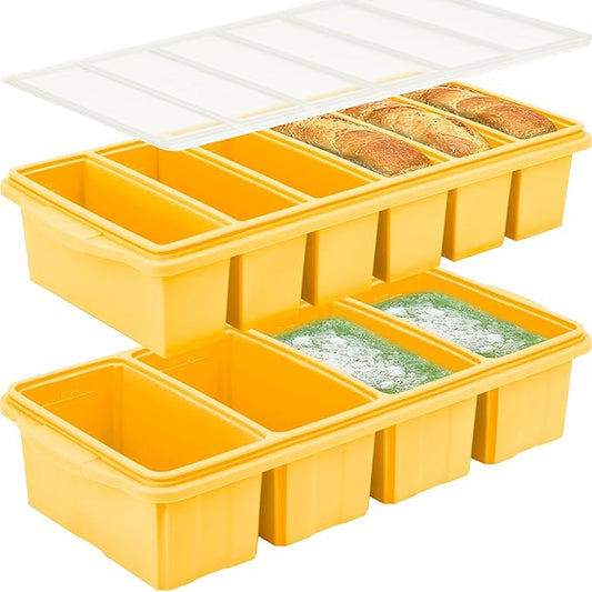 Silicone Freezer Tray With Lid-Soup Freezer Container molds-Large Ice Cube Tray Set Makes 1-Cup & 1/2-Cup portions cubes Perfect for preparing meals in different portion sizes Oven & Dishwasher -Safe