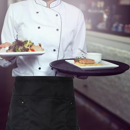 Server Apron with 5 Pockets - Rivet buckle Unisex Short/Half Waiter Waist Short Apron