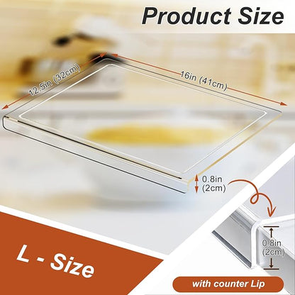 JJL Acrylic Cutting Board with Counter Lip, 16 x 12.5 Inches, Food-Grade & Anti-Slip, Clear, with Juice Groove – Perfect for Cutting Food with Juice, Ideal Choice for Kitchen Countertop Décor