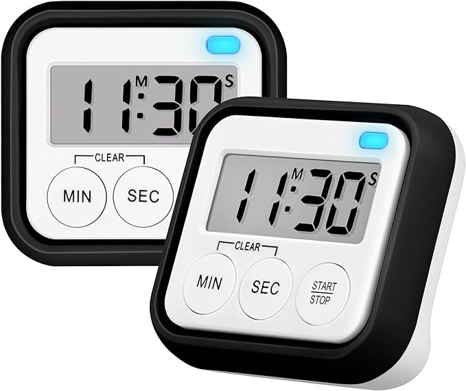 Timer, Kitchen Timers for Cooking Classroom Timer for Kids Teachers Magnetic Digital Timers 2 Pack, Black by AOUVES