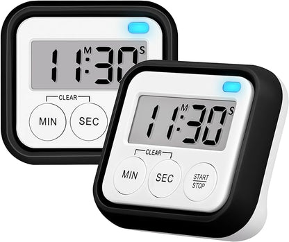 Timer, Kitchen Timers for Cooking Classroom Timer for Kids Teachers Magnetic Digital Timers 2 Pack, Black by AOUVES