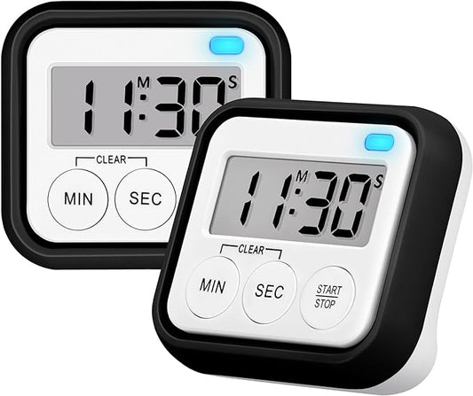 Timer, Kitchen Timers for Cooking Classroom Timer for Kids Teachers Magnetic Digital Timers 2 Pack, Black by AOUVES