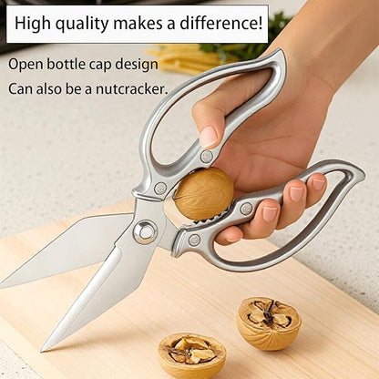 Kitchen Shears Heavy Duty Kitchen Scissors Stainless Steel Sharp Cooking Shears for Chicken Meat Poultry Fish Vegetables Multipurpose Utility Food Kitchen Scissors, Gifts for Women（Sliver）