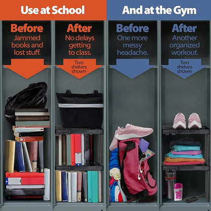 Piffny Locker Organizer Shelf， Adjustable Width and Height, Ideal Locker for School, Office, and Gym Lockers… (White)