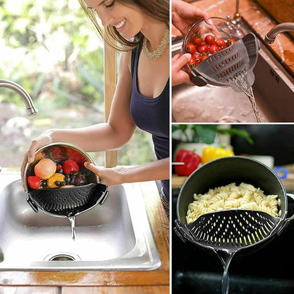 2 Pcs Clip on Strainers, Pot Strainer for Pasta Meat Vegetables Fruit, Silicone Strainer - Fit All Pots and Bowls - Image 4