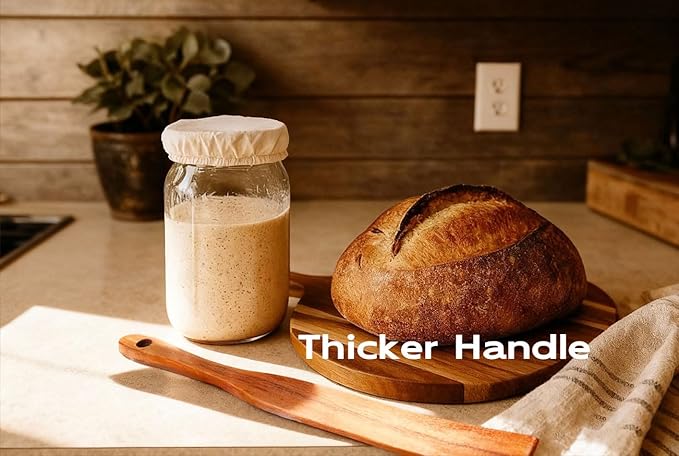 Thick Handle Wood Spurtle for Sourdough Starter, Sour Dough Tool Mixing Stir, Sour Dough Wooden Spurtles Spatula Spoon for Baking, Bread Making Supplies Skinny Spurdle, Kitchen Gadget Gift for Mom