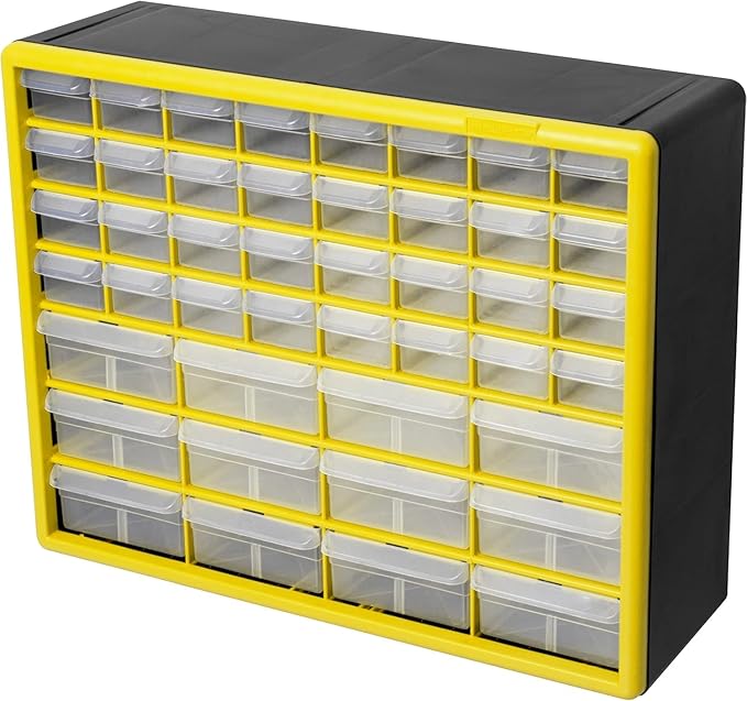 Akro-Mils 44-Drawer Plastic Drawer Storage Cabinet for Garage Organization, Bead Organizer, Building Bricks Storage, Teacher Toolbox, Makeup Organizer, 20" W x 6" D x 16" H, 10144 Yellow - Image 10