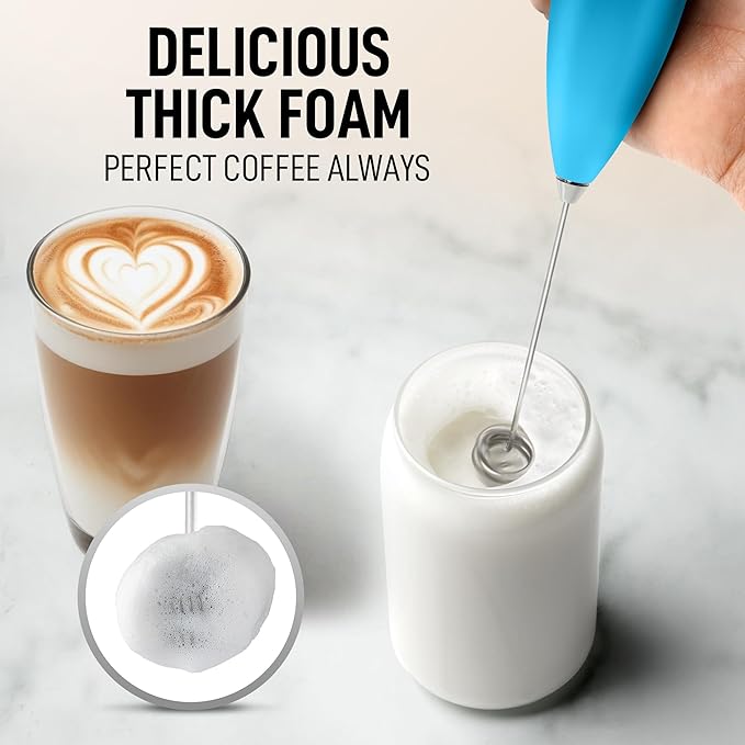 Zulay Kitchen Whisk Milk Frother with 4 Duracell Batteries - Powerful Handheld Foam Maker for Coffee, Lattes, Matcha, Hot Chocolate & Cappuccinos - Whip Creamy Froth in Seconds - Image 2
