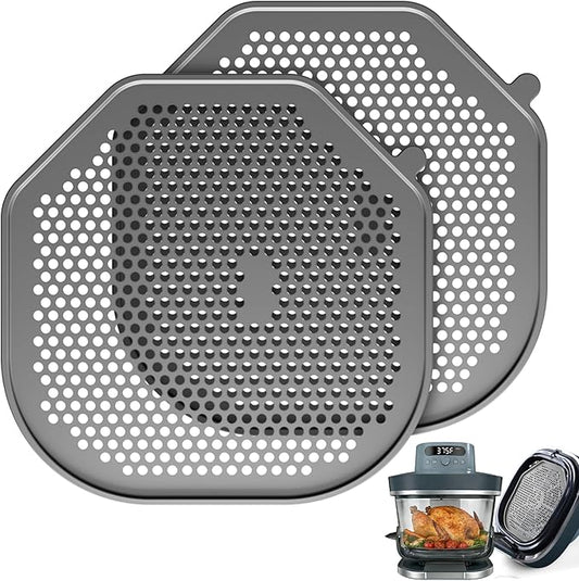 2 PCS Silicone Splatter Shield Heat-Resistant Splash Guard for Ninja Crispi Pro Glass Air Fryer -Replacement Parts AS101CY,Compatible with Ninja Crispi Pro Accessories & Crisp Containers (Grey)