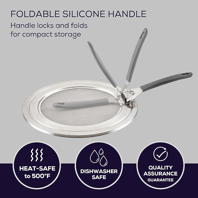 Circulon Tools and Gadgets Universal Splatter Guard Mesh Grease Cover for Pots and Pans Protects Stove, Countertop, and Kitchen from Oil when Frying, 13 Inch Splatter Guard - Stainless Steel - Image 5