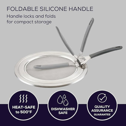 Circulon Tools and Gadgets Universal Splatter Guard Mesh Grease Cover for Pots and Pans Protects Stove, Countertop, and Kitchen from Oil when Frying, 13 Inch Splatter Guard - Stainless Steel - Image 5