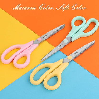 Scissors, iBayam 8" All Purpose Scissors Bulk 3-Pack, Ultra Sharp 2.5mm Thick Blade Shears Comfort-Grip for Office Desk Accessories Sewing Fabric Home Craft School Supplies, Right/Left Handed - Image 2