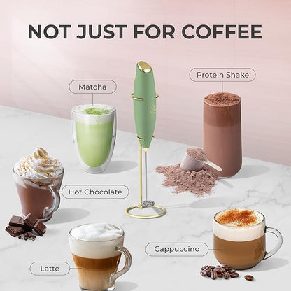 Zulay Kitchen Powerful Milk Frother Wand With 4 AA Duracell Batteries - Ultra Fast Handheld Drink Mixer - Electric Whisk Foam Maker for Coffee, Lattes, Cappuccino, Matcha & Creamer - Forest Gold - Image 3