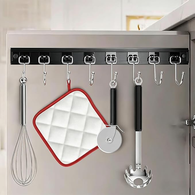 Cociat 2PCS Utensil Racks with 8 Hooks 17 Inch Kitchen Utensil Holders Hanging Utensil Rack Multifunctional (17 inch) - Image 9
