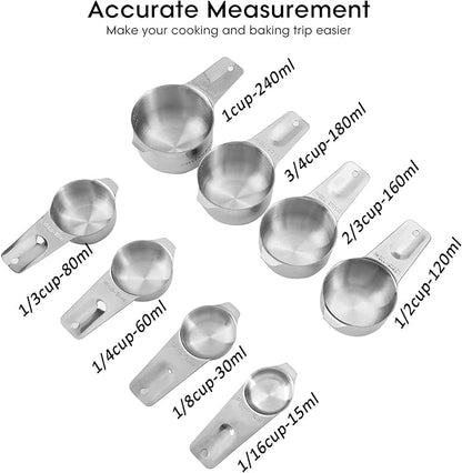 DOTINGHUX 8 Pcs Stainless Steel Measuring Cups Set, Kitchen Measuring Cup for Cooking and Baking - Image 3