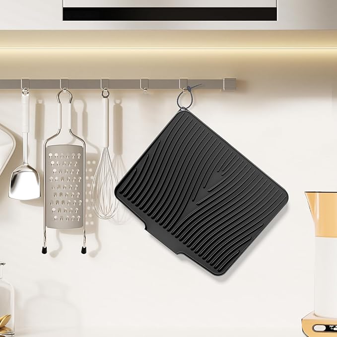 Silicone Dish Drying Mat for Kitchen Counter, Dish Drying Pad, Non-Slip Drain Pad with Built-in Drain, Heat Resistant Stone Drying Mat - Image 6
