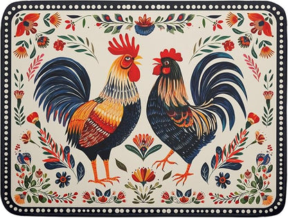 Rooster Poultry Dish Drying Mat for Kitchen Counter 18x24 Inch Microfiber Absorbent Colorful Printing Drying Pad by Giwawa