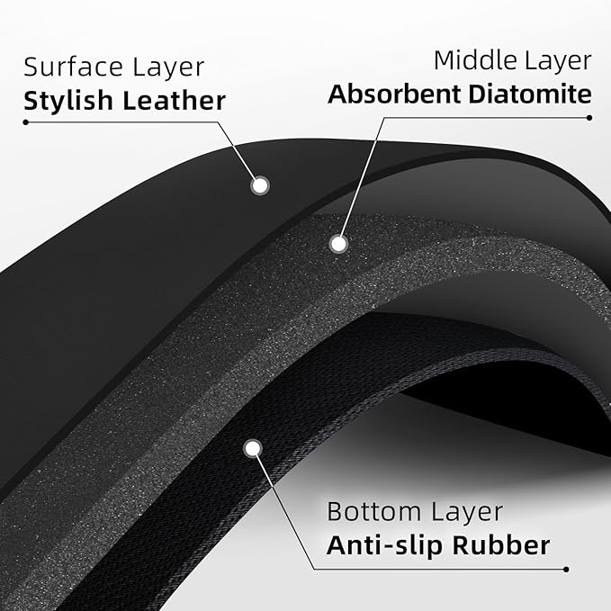 LOPNUR Kitchen Dish Drying Mat, 18"x16" Small Dish Drying Mats for Kitchen Counter, Super Absorbent Dish Drying Pad, Diatomite Coffee Mat Heat Resistant Mat with Anti-slip Rubber Backed, Black - Image 6