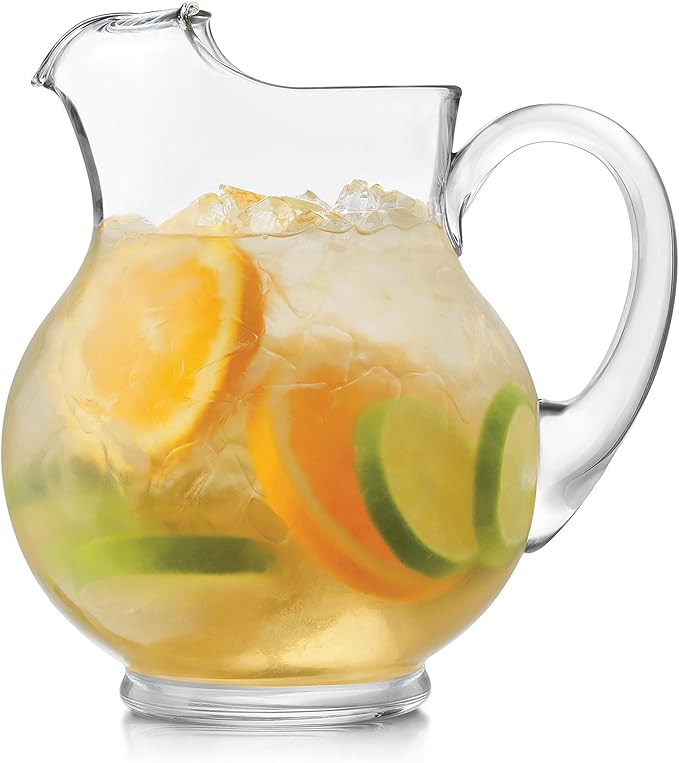 Libbey Acapulco Large Glass Pitcher Set of 2, 89 Oz, Clear, Tall Bubble Glass Pitchers with Handle, Modern Drink Pitchers for Iced Tea, Punch and More by Libbey