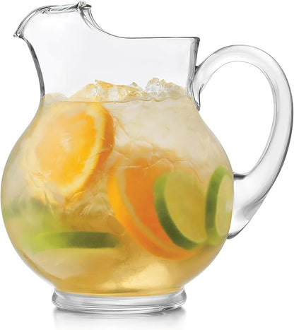 Libbey Acapulco Large Glass Pitcher Set of 2, 89 Oz, Clear, Tall Bubble Glass Pitchers with Handle, Modern Drink Pitchers for Iced Tea, Punch and More by Libbey