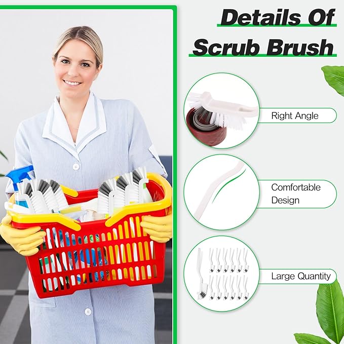 Yinkin 12 Pcs Kitchen Scrub Brush Bulk Sink Bathroom Edge Corner Cleaning Brush Right Angle Mini for Grout Household Dishwasher Tile Lines Window Track Deep Cleaning with Stiff Bristles - Image 3