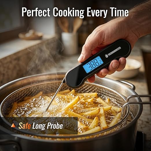 0.5 Sec Instant Read Meat Thermometer Digital with ±0.5℉ Precision, Food Thermometer for Cooking Kitchen Gadgets, Oven Grill Candy BBQ Essentials Accessories, Gifts for Him Dad Men Birthday, Black - Image 6