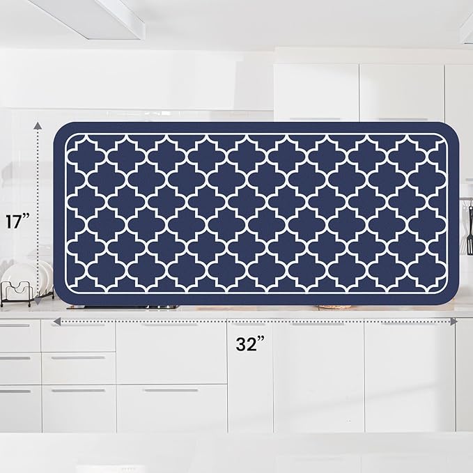 WISELIFE Dish Drying Mat Super Absorbent Drying Mat Large Dish Drying Mats for Kitchen Counter Easy Clean Dish Mat Kitchen Drying Mat18"x 32" Stylish Blue - Image 3